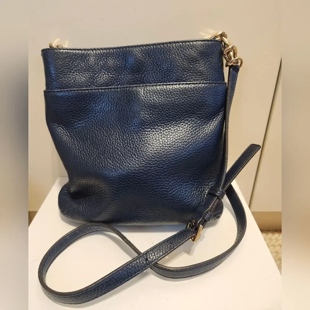 Michael Kors “Hamilton” Navy Blue Pebbled Leather Crossbody Bag Ret.$298